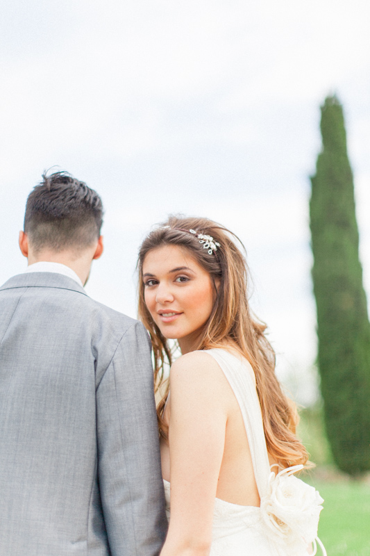 an italian bride portrait after her wedding day in urbino, in the marche region in italy